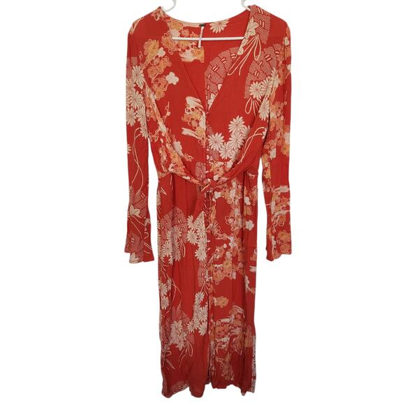 Free People Midi Dress S Floral Cottagecore Farmhouse Romantic‎ Feminine Boho - Picture 2 of 9